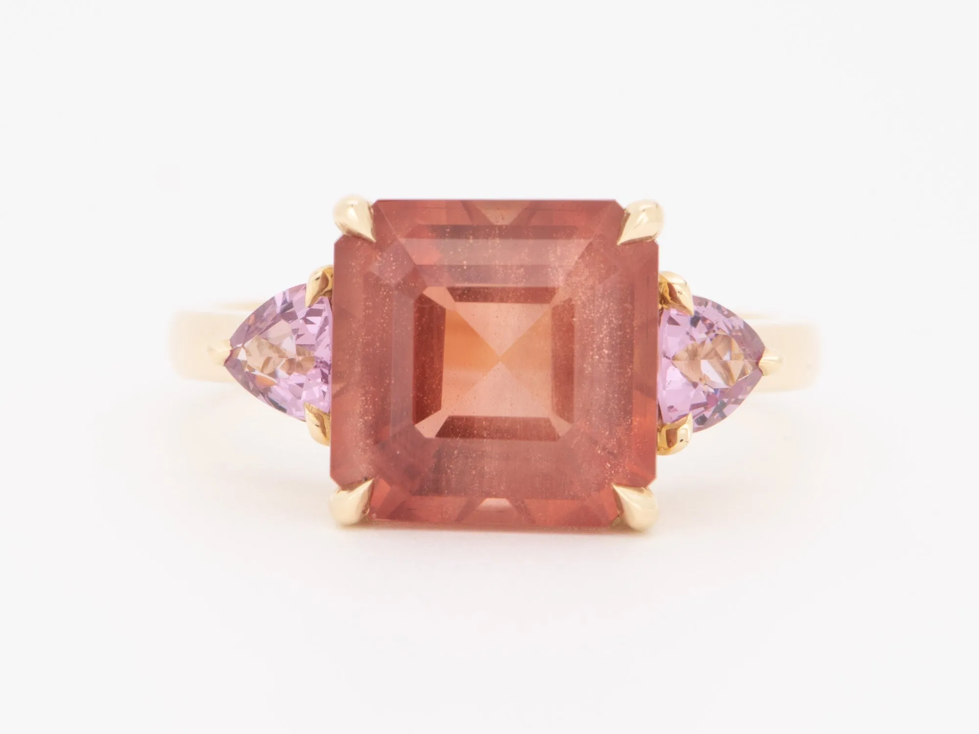 4.76ct Oregon Sunstone with Pink Spinel Engagement Ring 14K Yellow Gold R6275