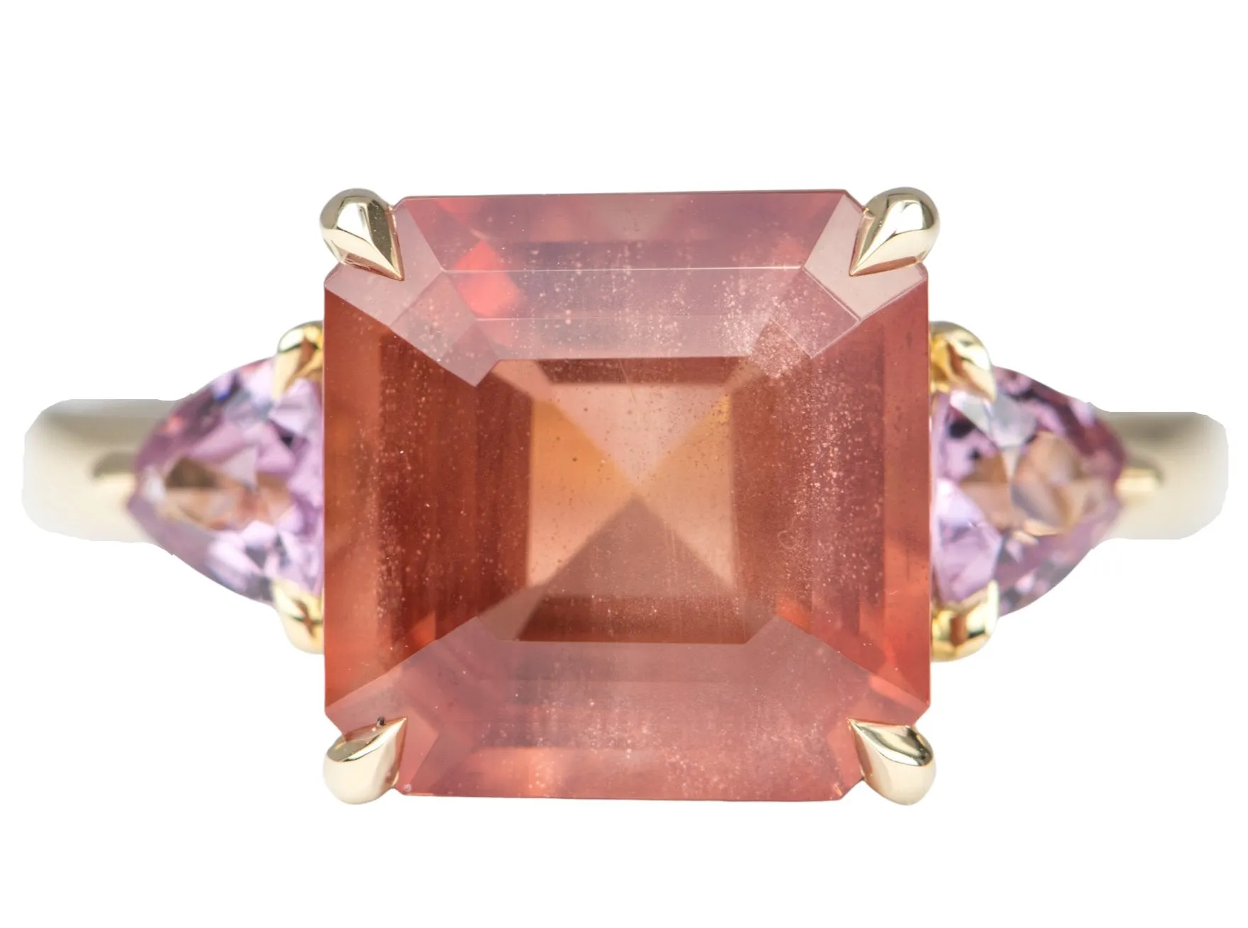 4.76ct Oregon Sunstone with Pink Spinel Engagement Ring 14K Yellow Gold R6275