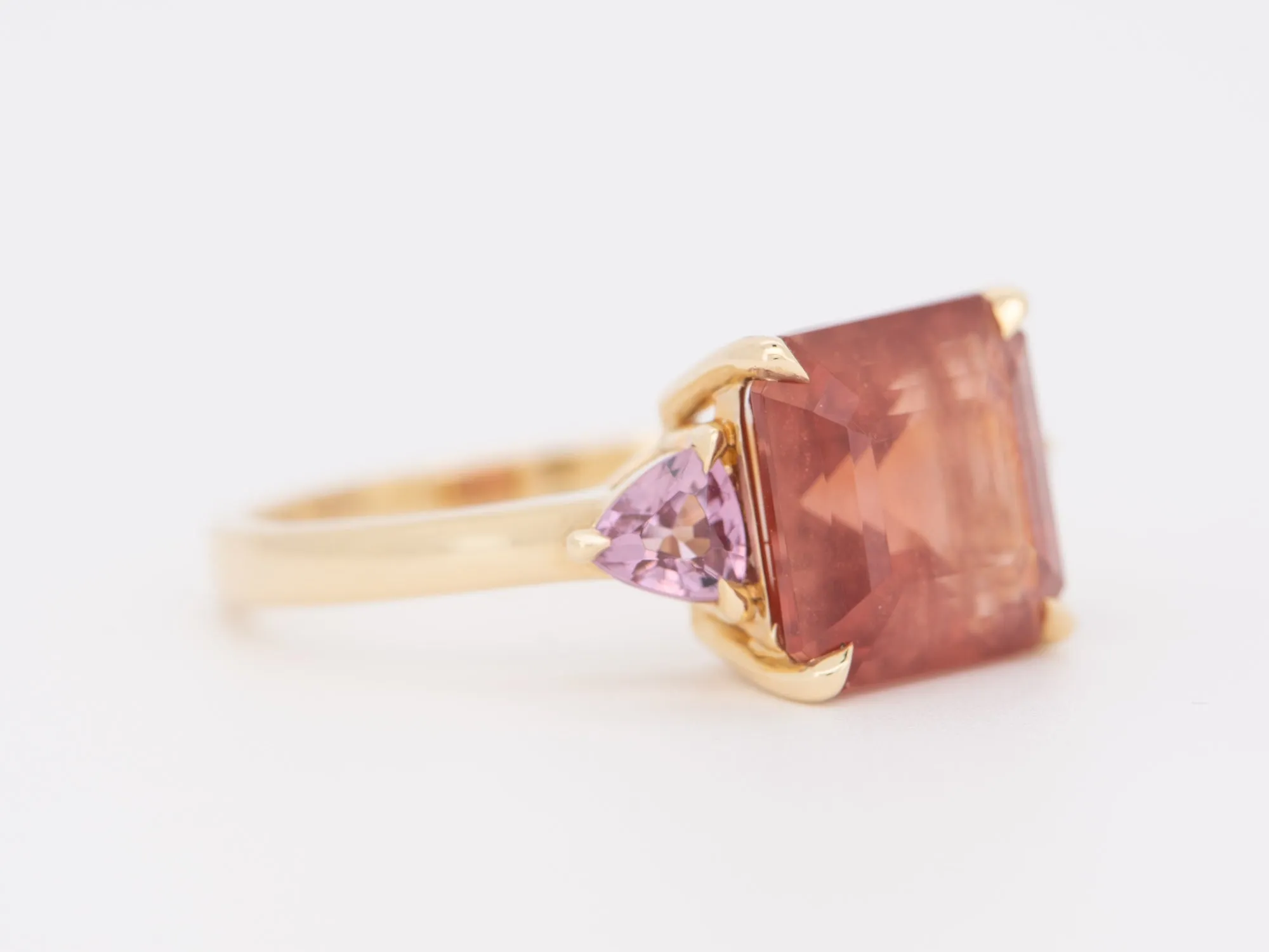 4.76ct Oregon Sunstone with Pink Spinel Engagement Ring 14K Yellow Gold R6275