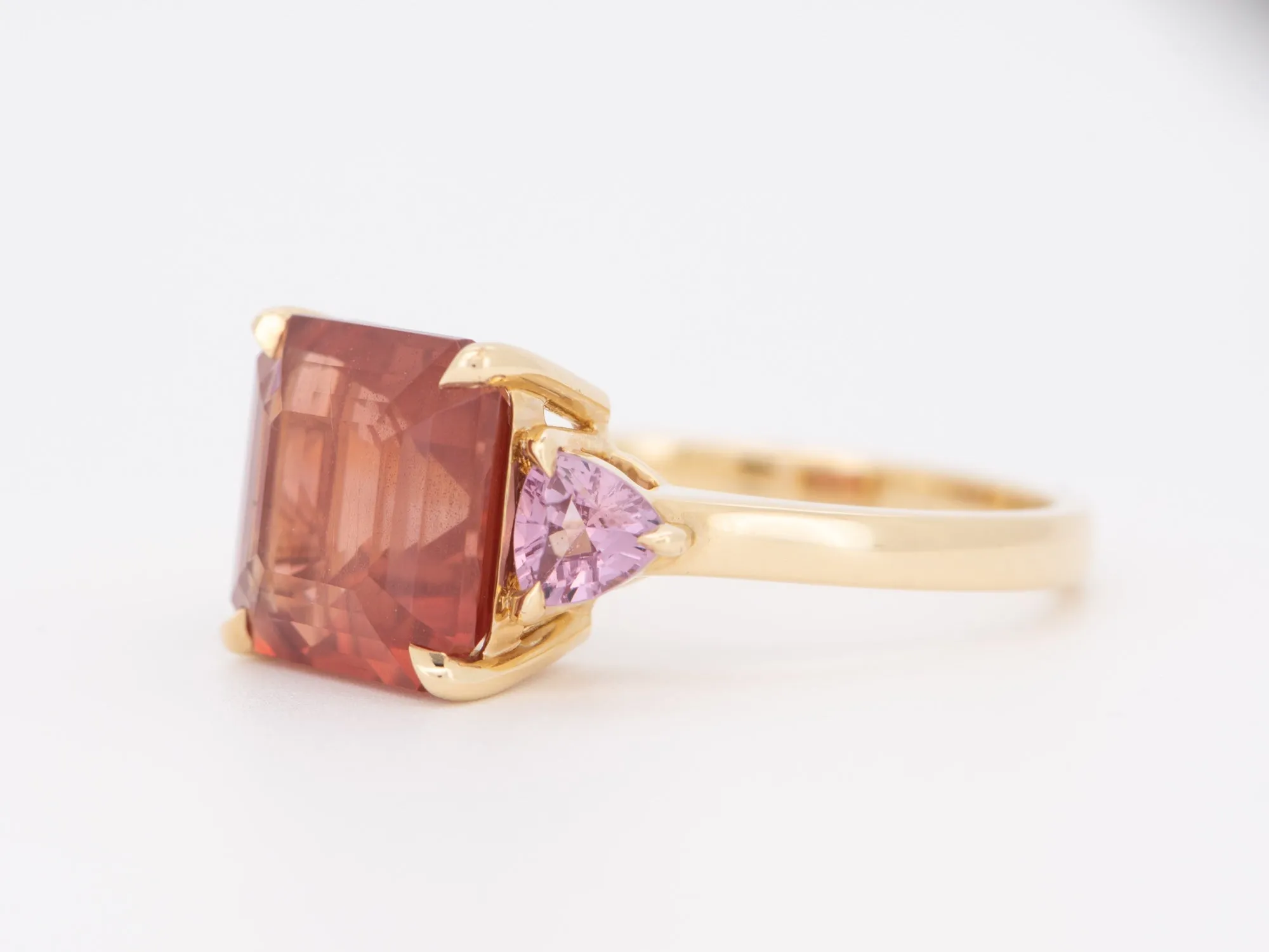 4.76ct Oregon Sunstone with Pink Spinel Engagement Ring 14K Yellow Gold R6275