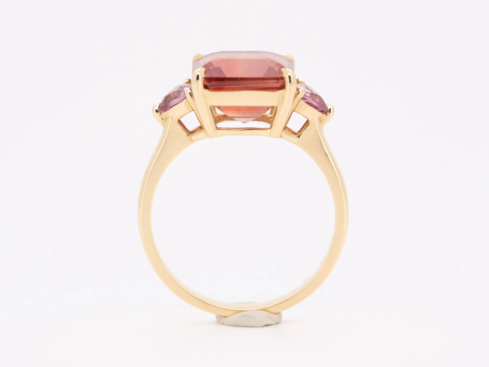 4.76ct Oregon Sunstone with Pink Spinel Engagement Ring 14K Yellow Gold R6275