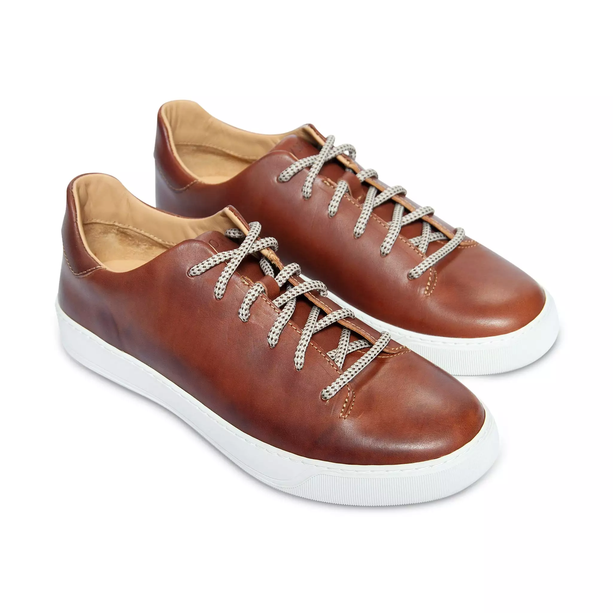 Amir soft nappa with manual finishing leather sneaker (cuoio)