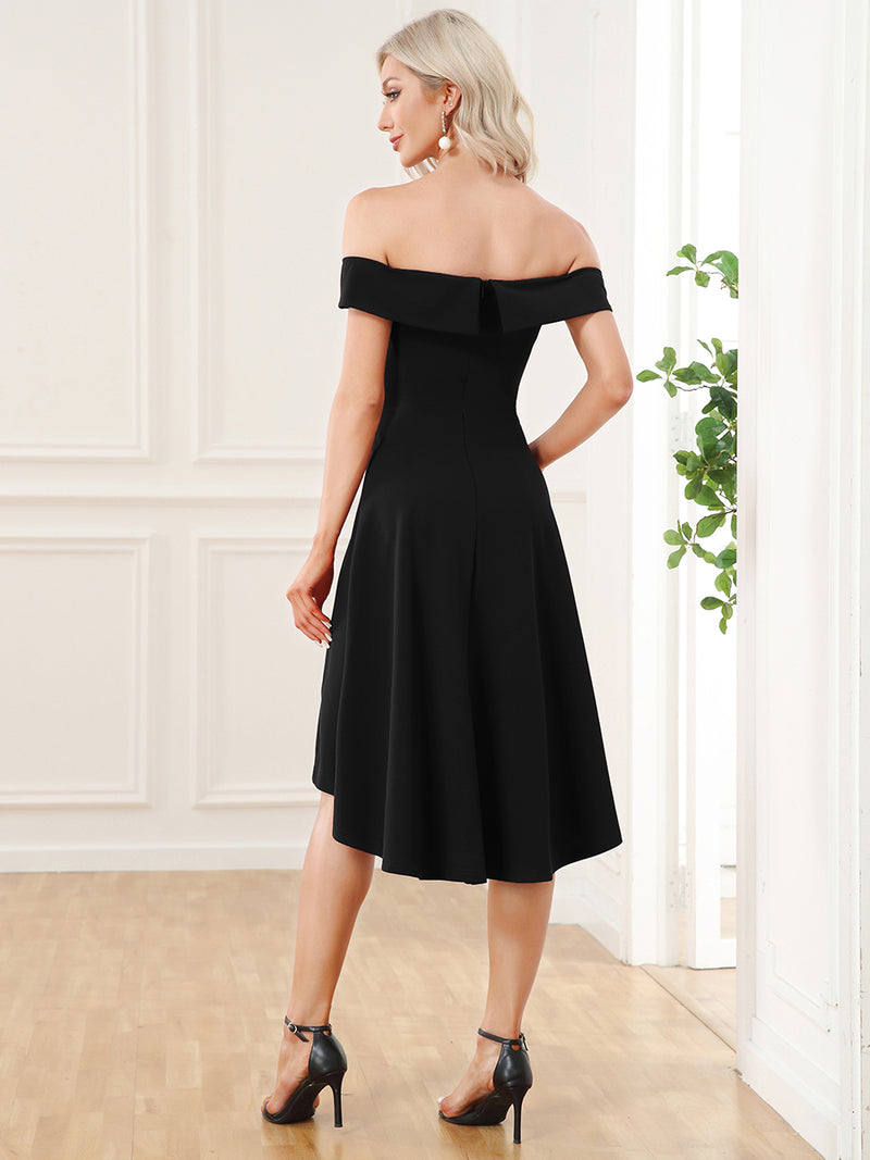 Asymmetrical Off Shoulder A Line Dress  AE00056