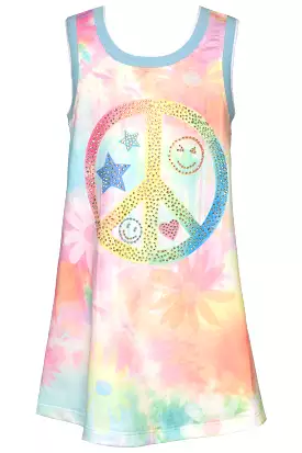 Baby Sara Peace Sign Print A-Line Dress