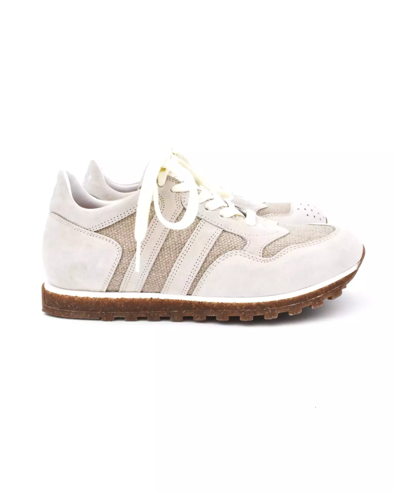 Beige Suede & Canvas Sneaker