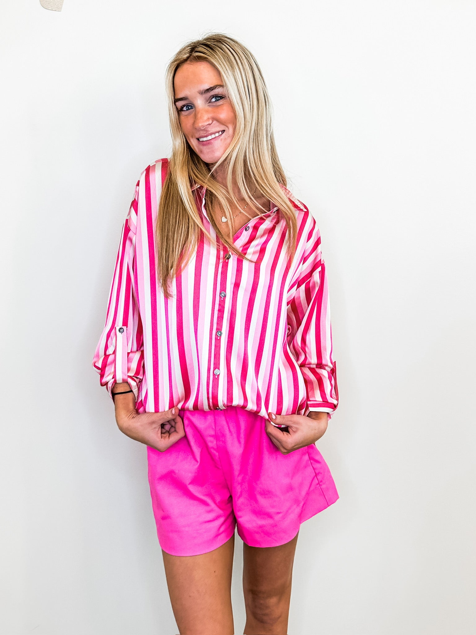 Bella Belted Shorts- Pink