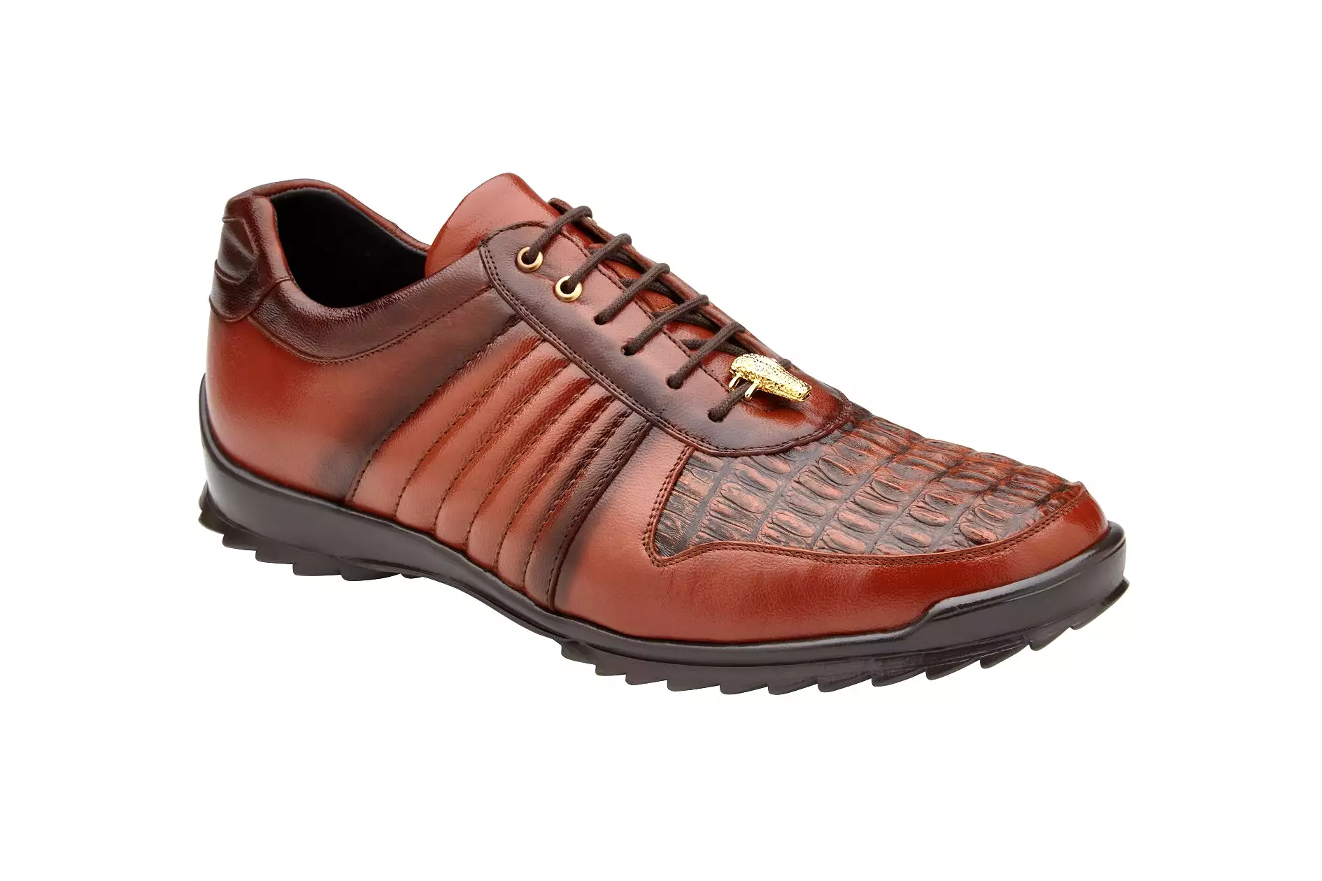 Belvedere - Astor, Genuine Hornback Caiman Crocodile and Soft Calf Sneaker - Antique Sport - 33599