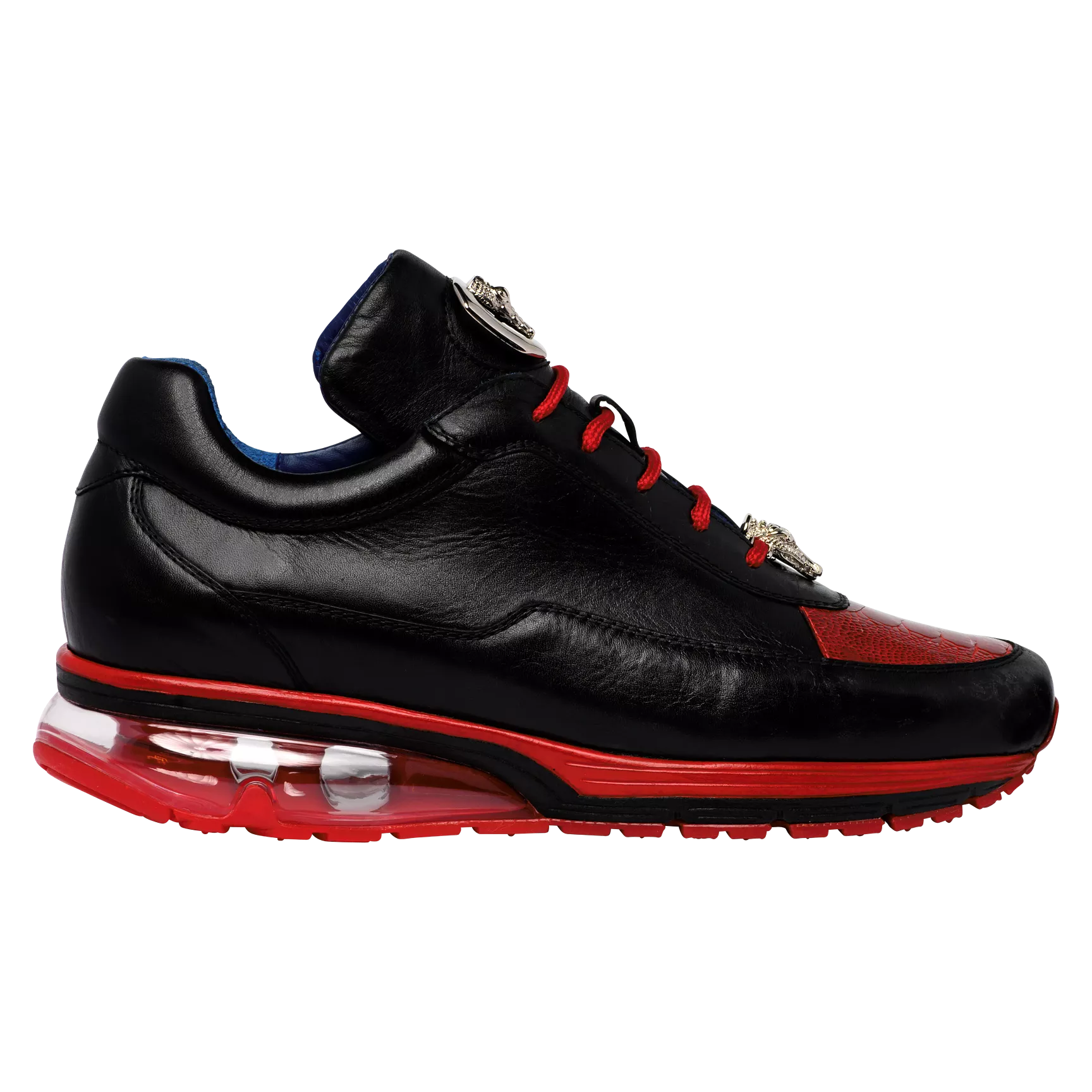 Belvedere - Flash, Genuine Ostrich and Soft Italian Calf Sneaker - Black/Red - E01