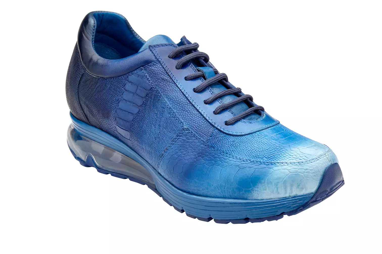 Belvedere - George, Genuine Ostrich Multi-Cobalt Hand Painted Sneaker - Multi Cobalt - E16