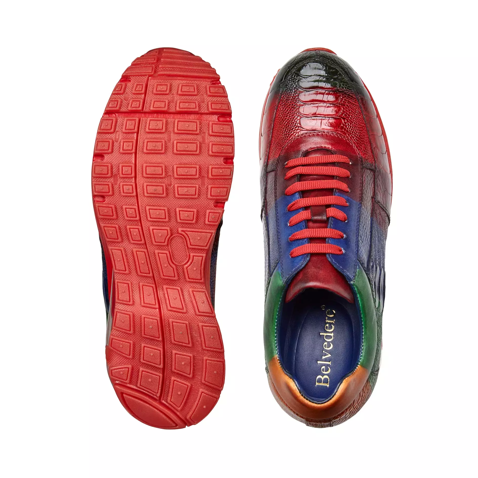 Belvedere - George, Genuine Ostrich Multi-Color Hand Painted Sneaker - Multi Color - E16