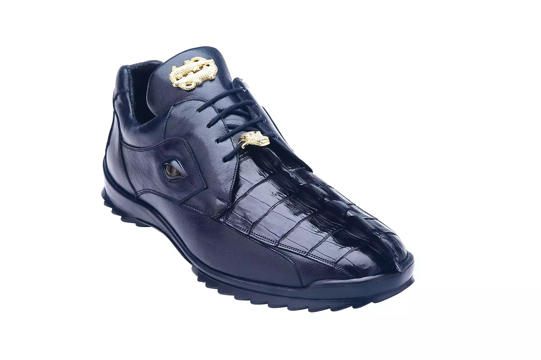 Belvedere - Vasco, Genuine Hornback Crocodile and Soft Calf Sneaker - Navy - 336122