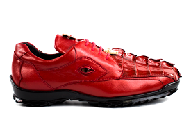 Belvedere - Vasco, Genuine Hornback Crocodile and Soft Calf Sneaker - Red - 336122