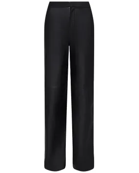 Black Leather Livvy Straight Leg Trouser