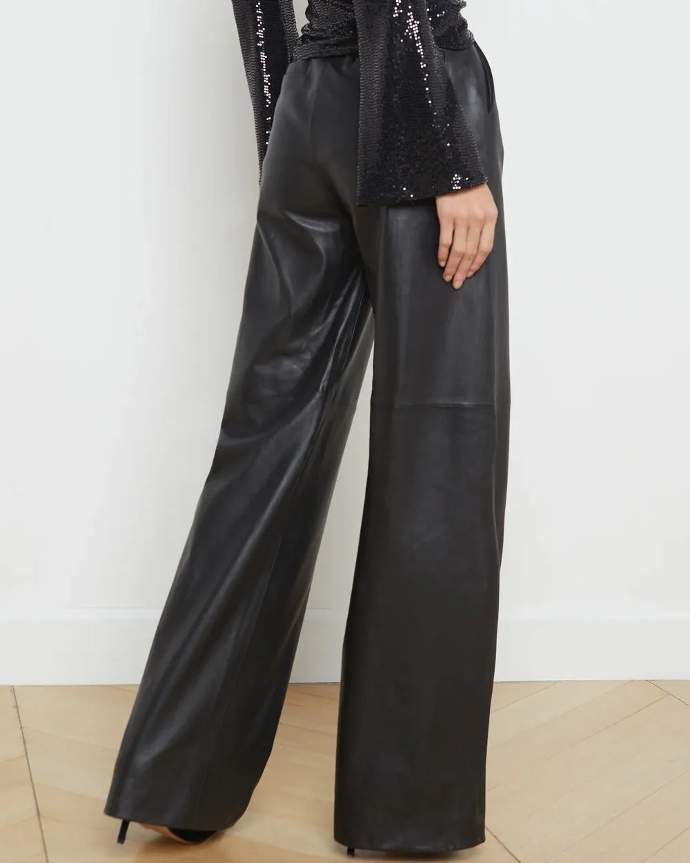 Black Leather Livvy Straight Leg Trouser