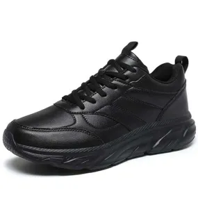 Black plain pattern accents sport shoe sneaker