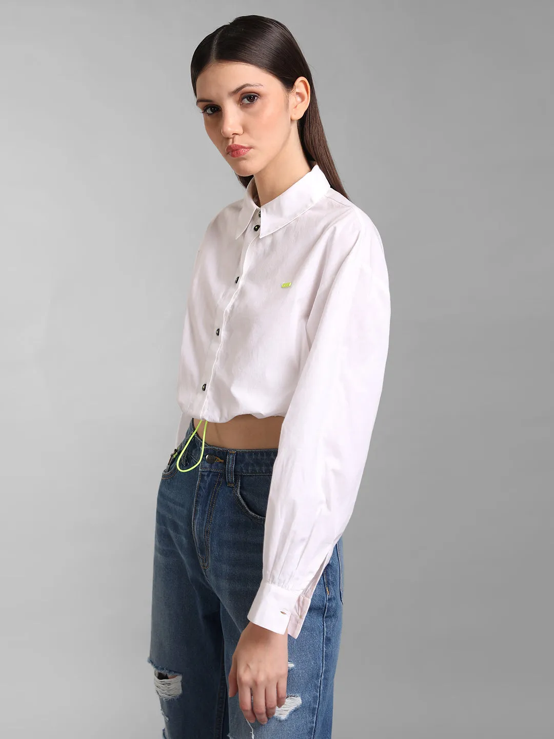 Boxy Crop Shirt With Elasticated Waist