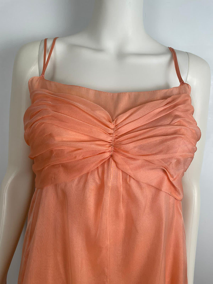 Chanel 07P 2007 Spring Peach Silk mini Dress FR 40