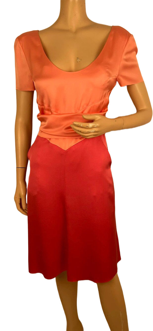 Chanel Vintage 01A 2001 Fall Peach/Pink Silk Dress FR 40 US 6/8