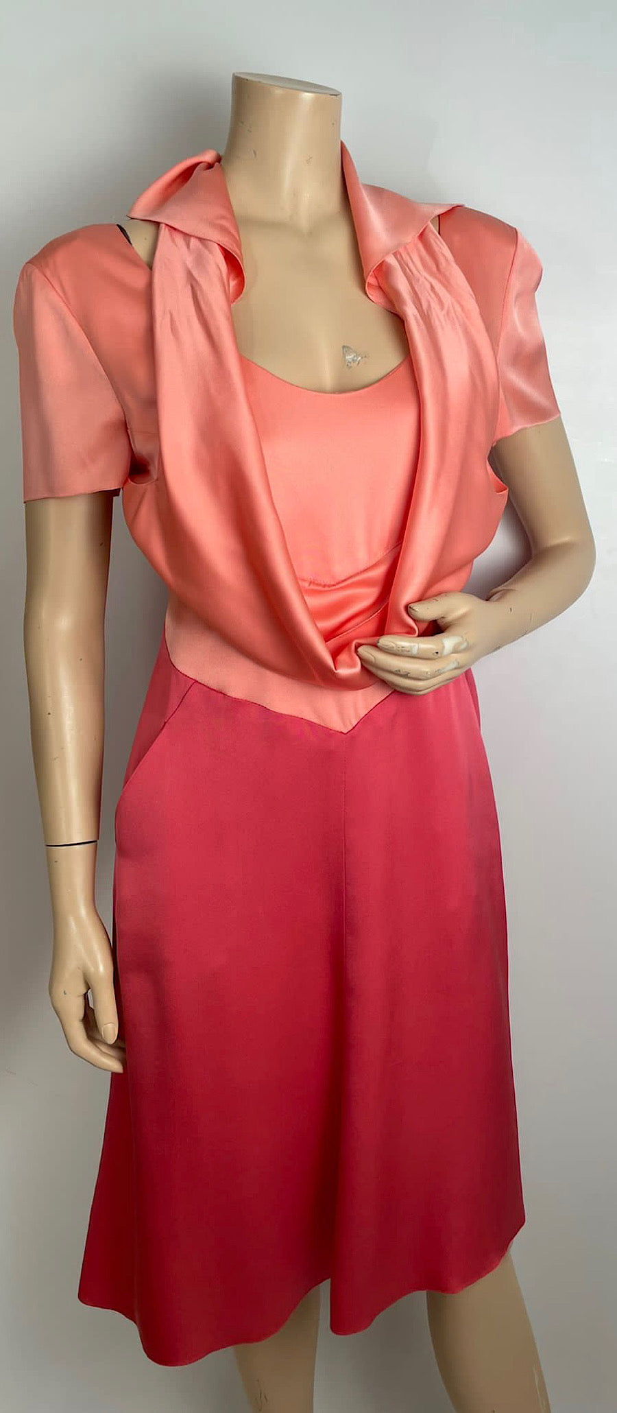 Chanel Vintage 01A 2001 Fall Peach/Pink Silk Dress FR 40 US 6/8