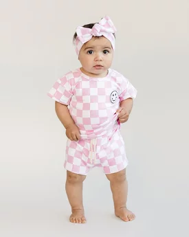 Checkered Shorts Set | Pink