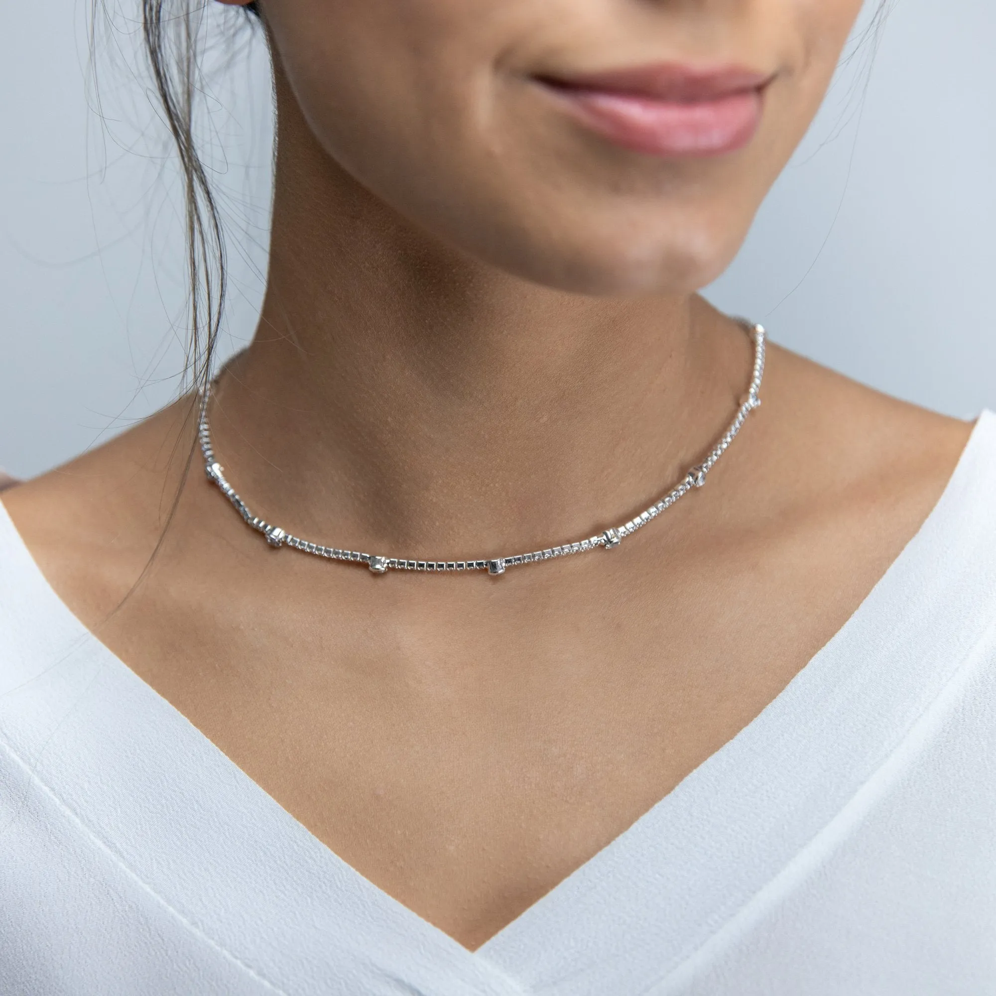 Clear Crystal Backdrop Lariat Necklace