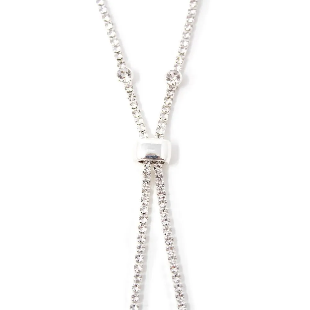 Clear Crystal Backdrop Lariat Necklace