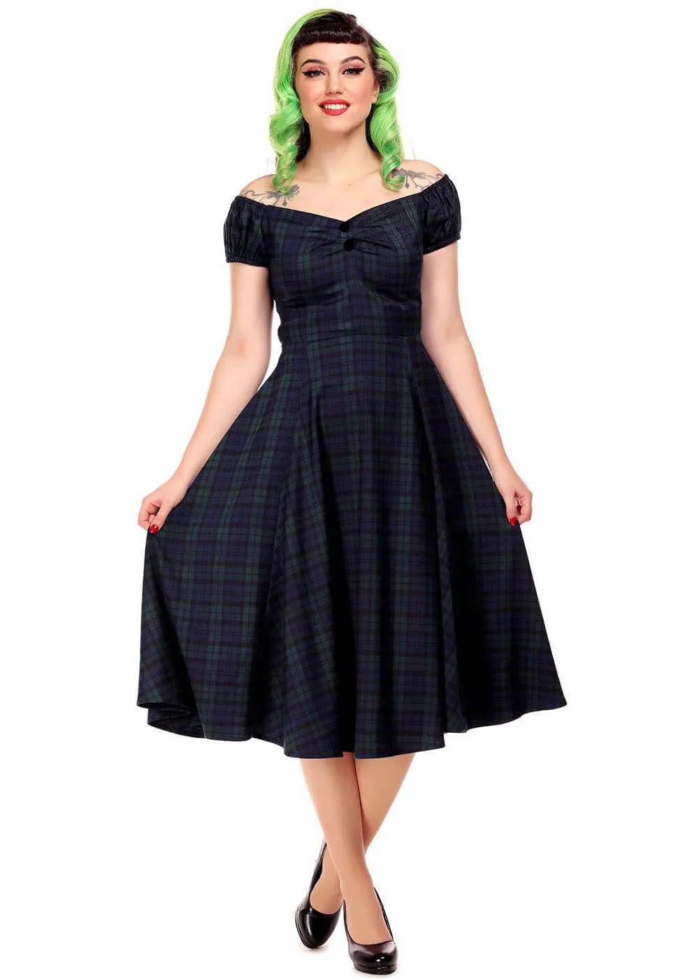 Collectif Dolores Blackwatch Check 50's Swing Dress Multi