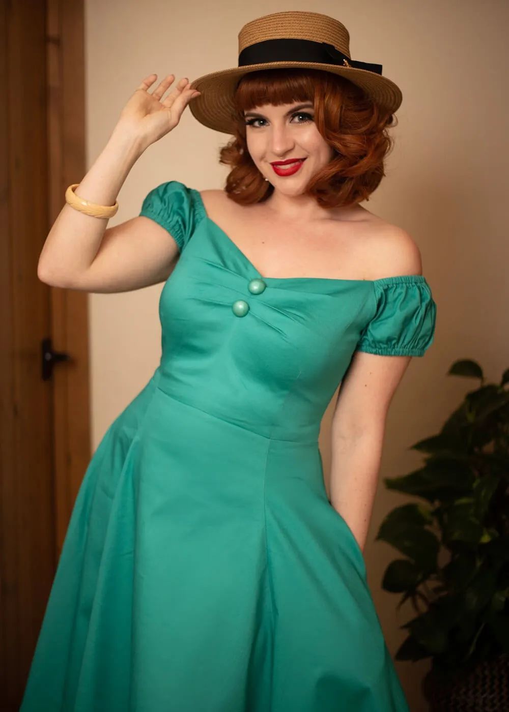 Collectif Dolores Classic 50's Swing Dress Teal