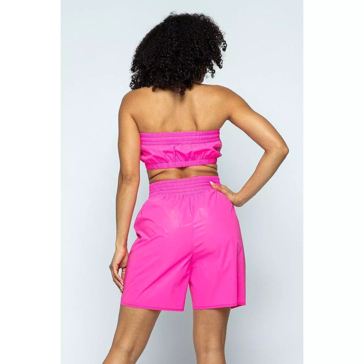 Cropped Mini Tube Top/lined Thigh Length Shorts Set