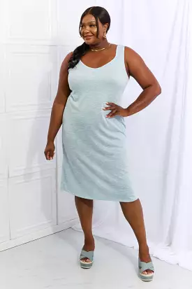 Culture Code Meet Me Halfway Full Size Heart Neck A-Line Dress in Ice Blue