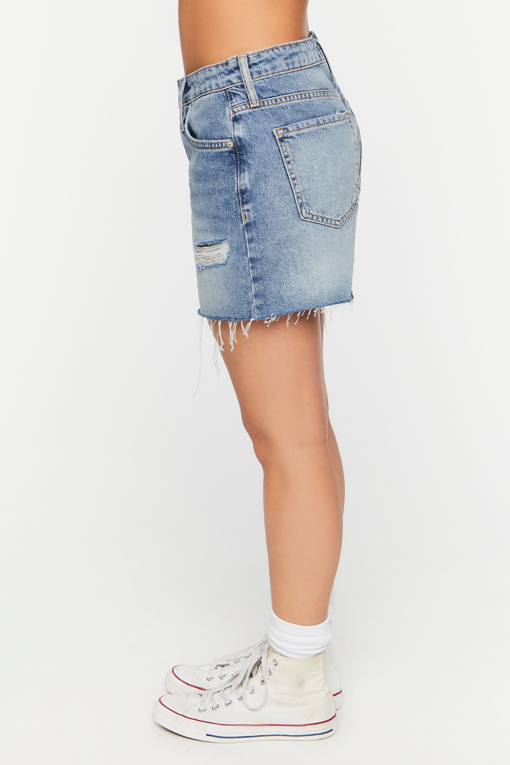 Distressed Cut-Off Denim Shorts