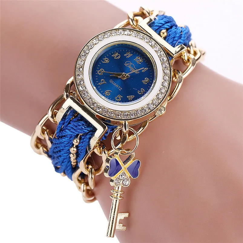 Duoya Ladies Watch Women Watches Braided Band Rhinestone Analog Quartz Wristwatches Relojes Mujer Montre Feida