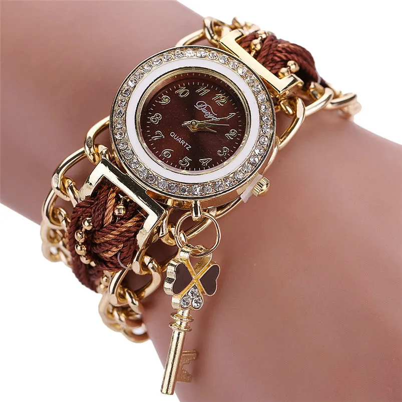 Duoya Ladies Watch Women Watches Braided Band Rhinestone Analog Quartz Wristwatches Relojes Mujer Montre Feida