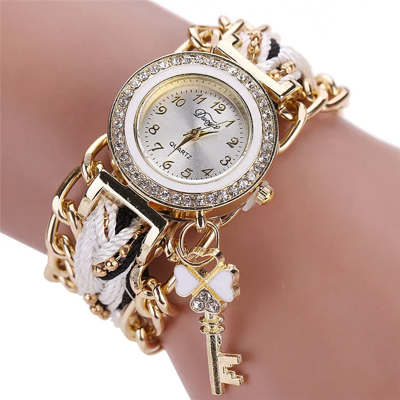 Duoya Ladies Watch Women Watches Braided Band Rhinestone Analog Quartz Wristwatches Relojes Mujer Montre Feida