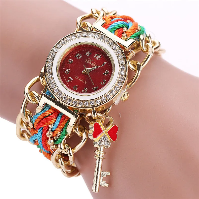 Duoya Ladies Watch Women Watches Braided Band Rhinestone Analog Quartz Wristwatches Relojes Mujer Montre Feida