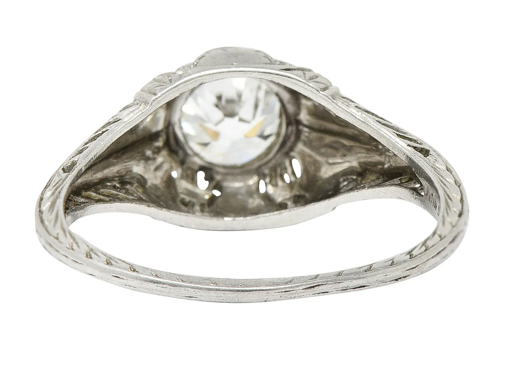 Edwardian 0.95 CTW Diamond Platinum Laurel Foliate Engagement Ring