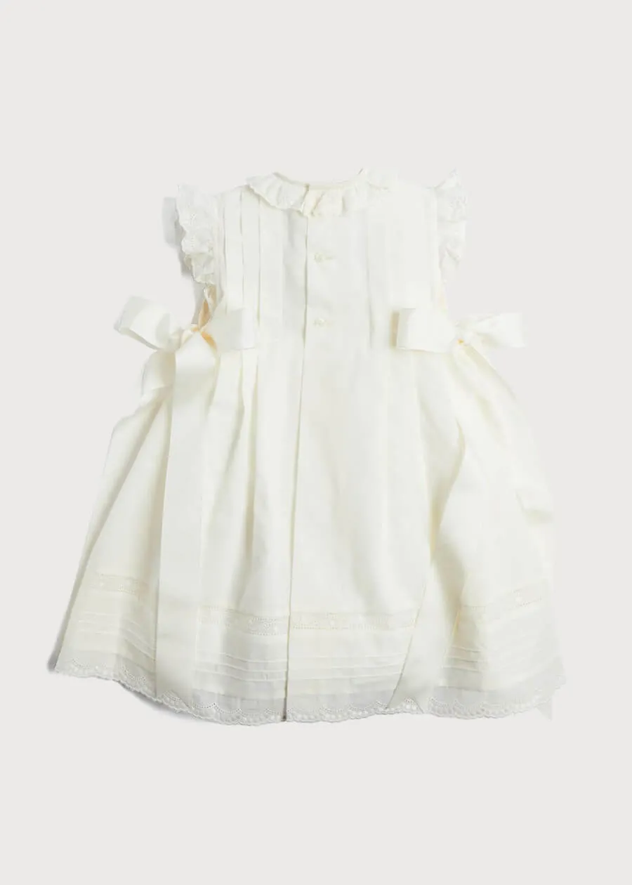 Embroidered Lace Trim Dress in Ivory (6mths-5yrs)