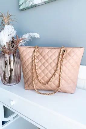 Everyday Quilted Tote Purse- Dusty Rose