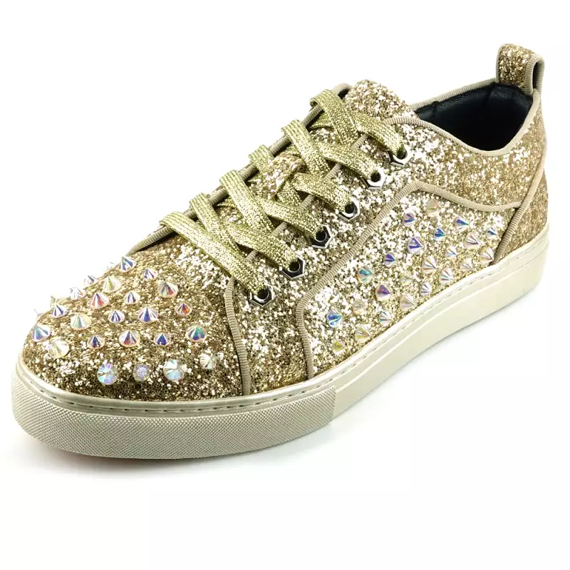 FI-2414 Gold Glitter Spike Low Cut Sneaker Encore by Fiesso