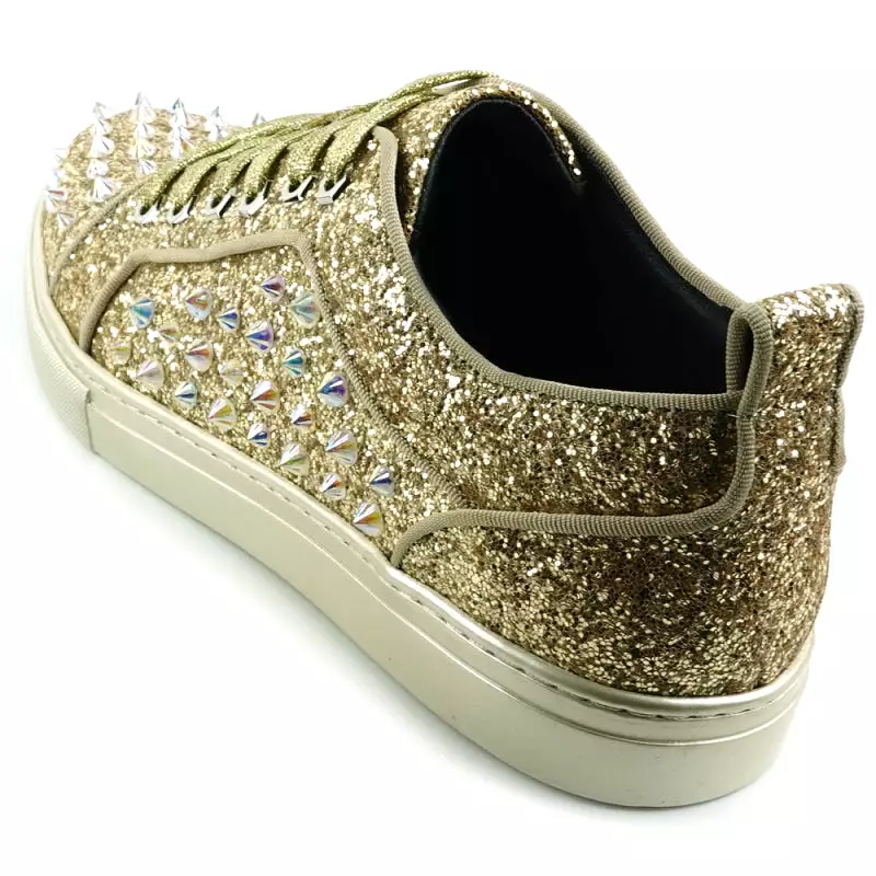 FI-2414 Gold Glitter Spike Low Cut Sneaker Encore by Fiesso