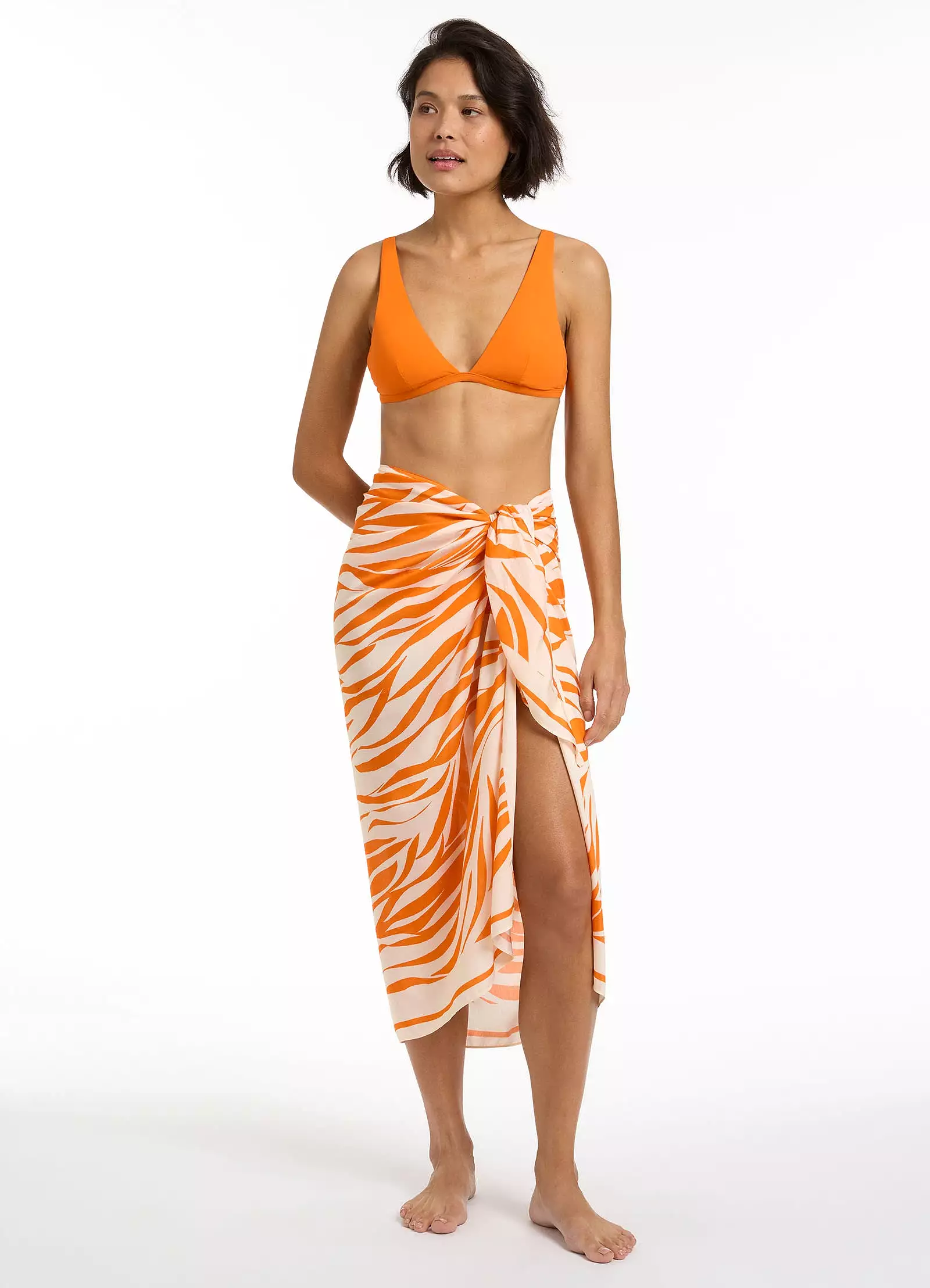 Fine Lines Sarong  - Papaya