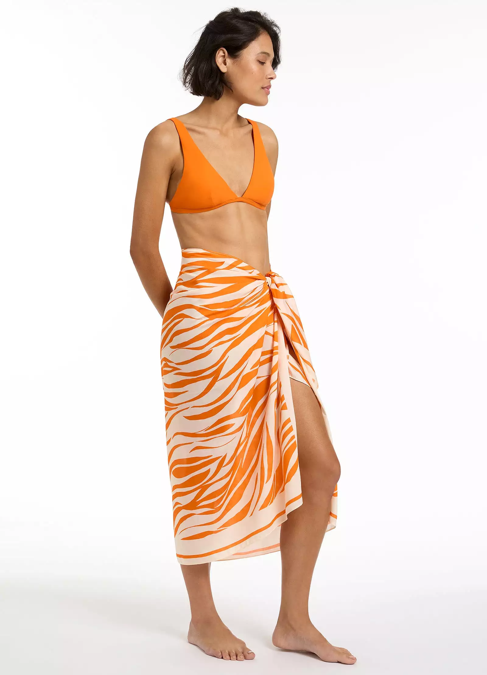 Fine Lines Sarong  - Papaya