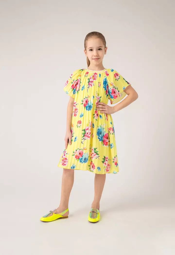 Floral Pleated A-Line Dress