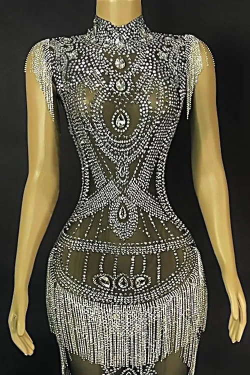 Gala Night Rhinestone Evening Dress