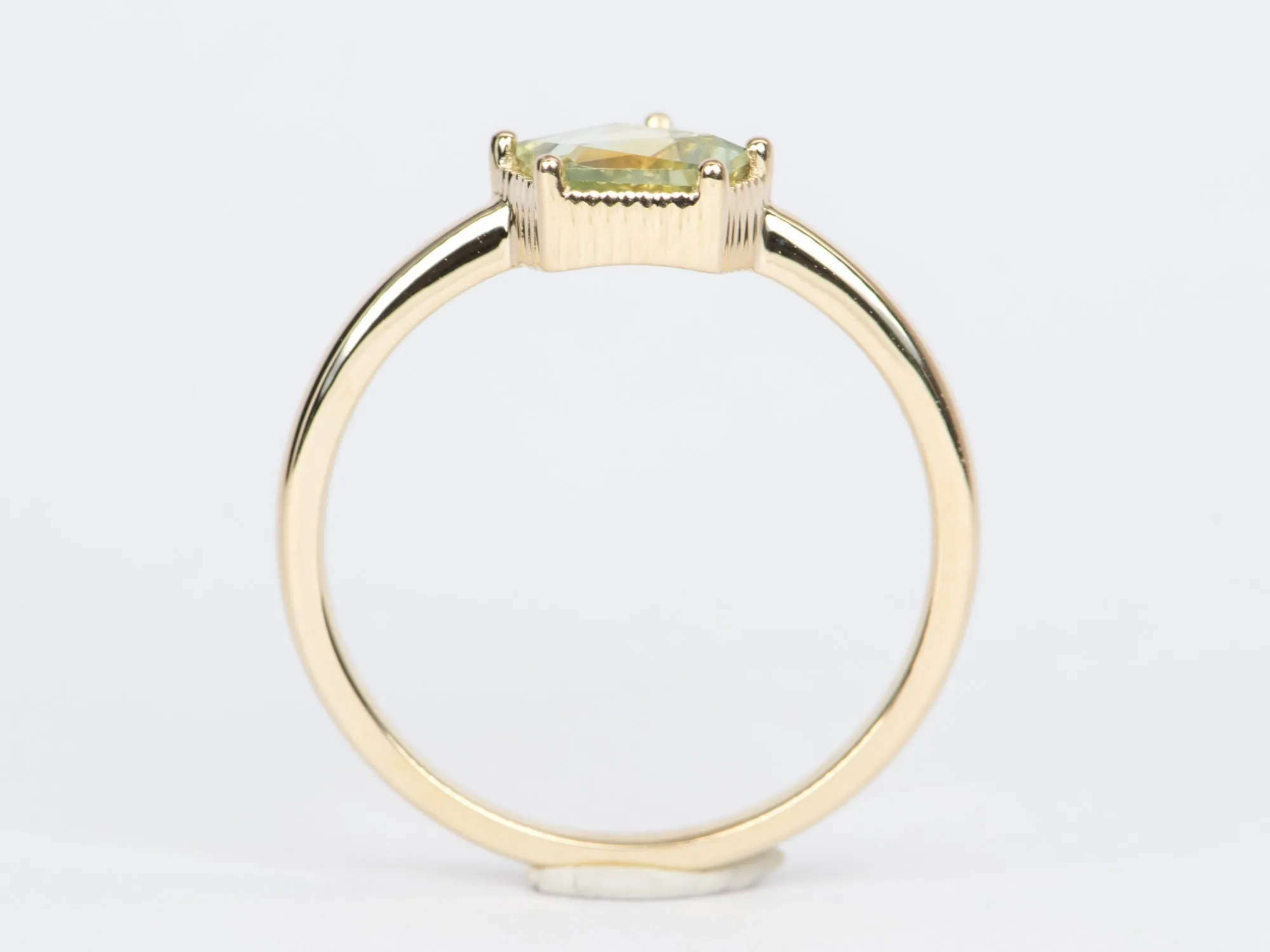 Geo Cut Green Montana Sapphire Solitaire Ring 14K Gold R6400