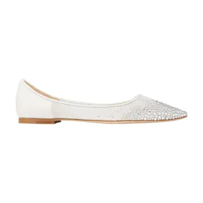 JIMMY CHOO Love Embellished Pointed Toe Flats - White