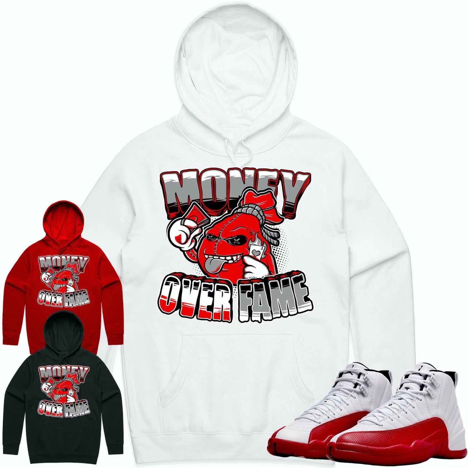 Jordan 12 Cherry 12s Hoodie to Match - RED MOF