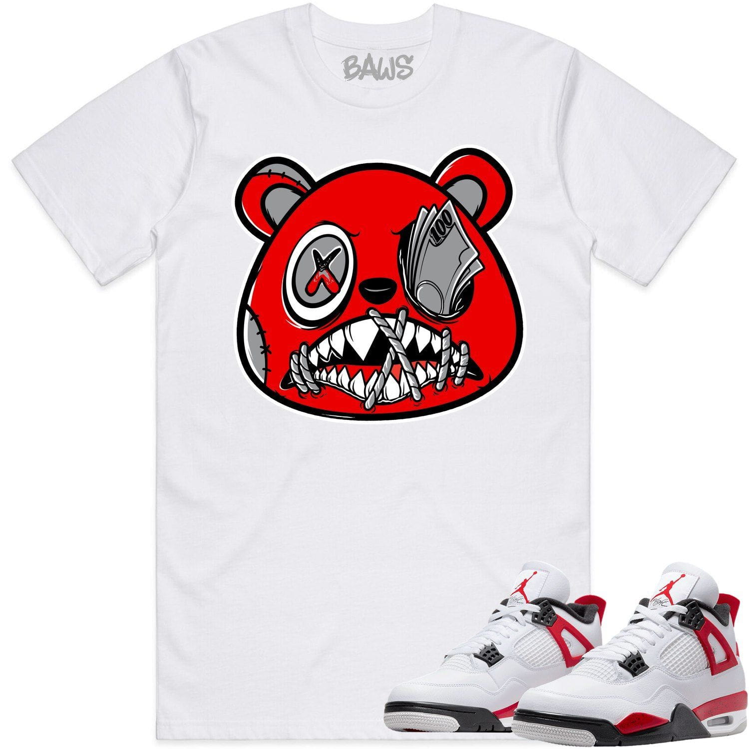 Jordan 4 Red Cement 4s Shirt to Match - ANGRY MONEY TALKS BAWS