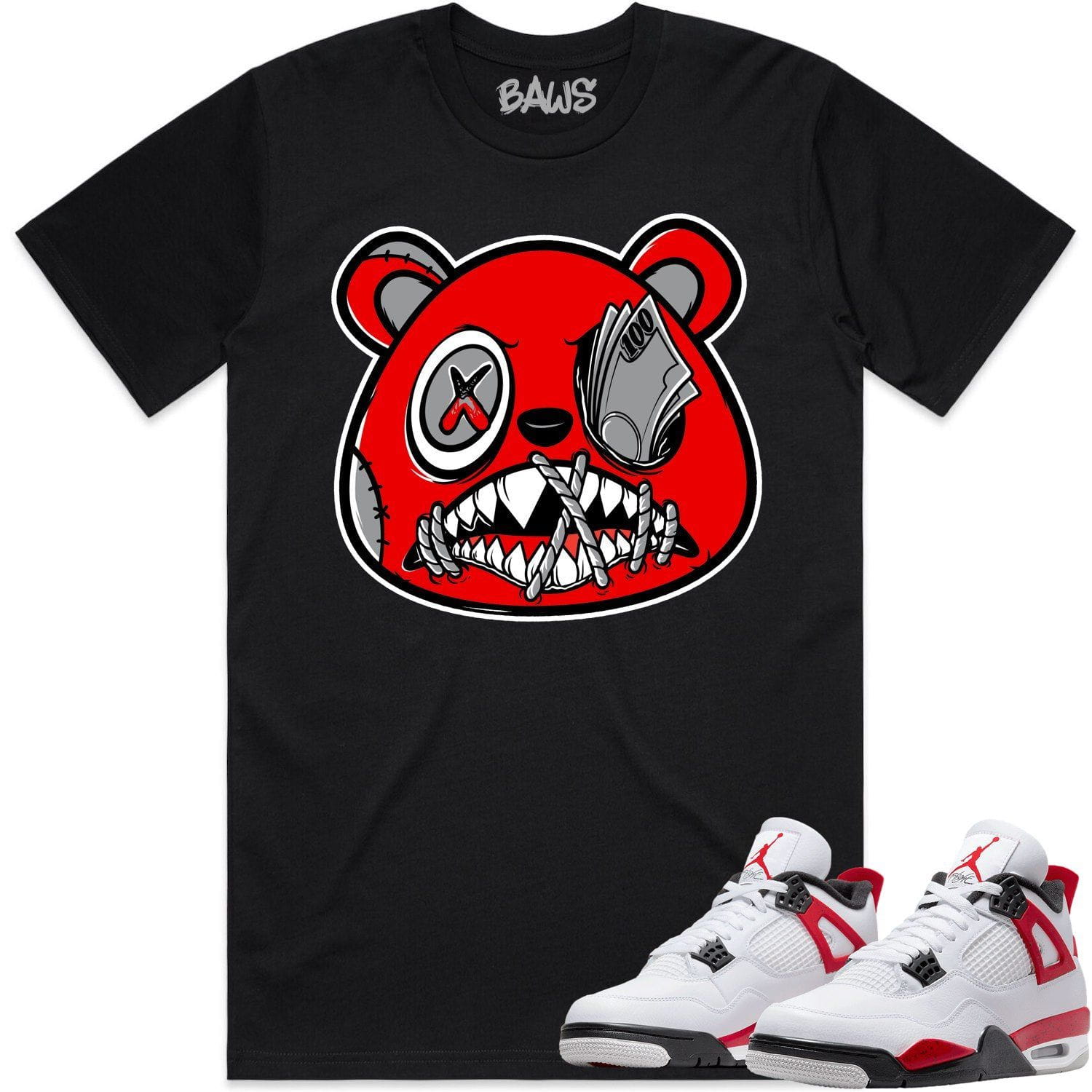 Jordan 4 Red Cement 4s Shirt to Match - ANGRY MONEY TALKS BAWS