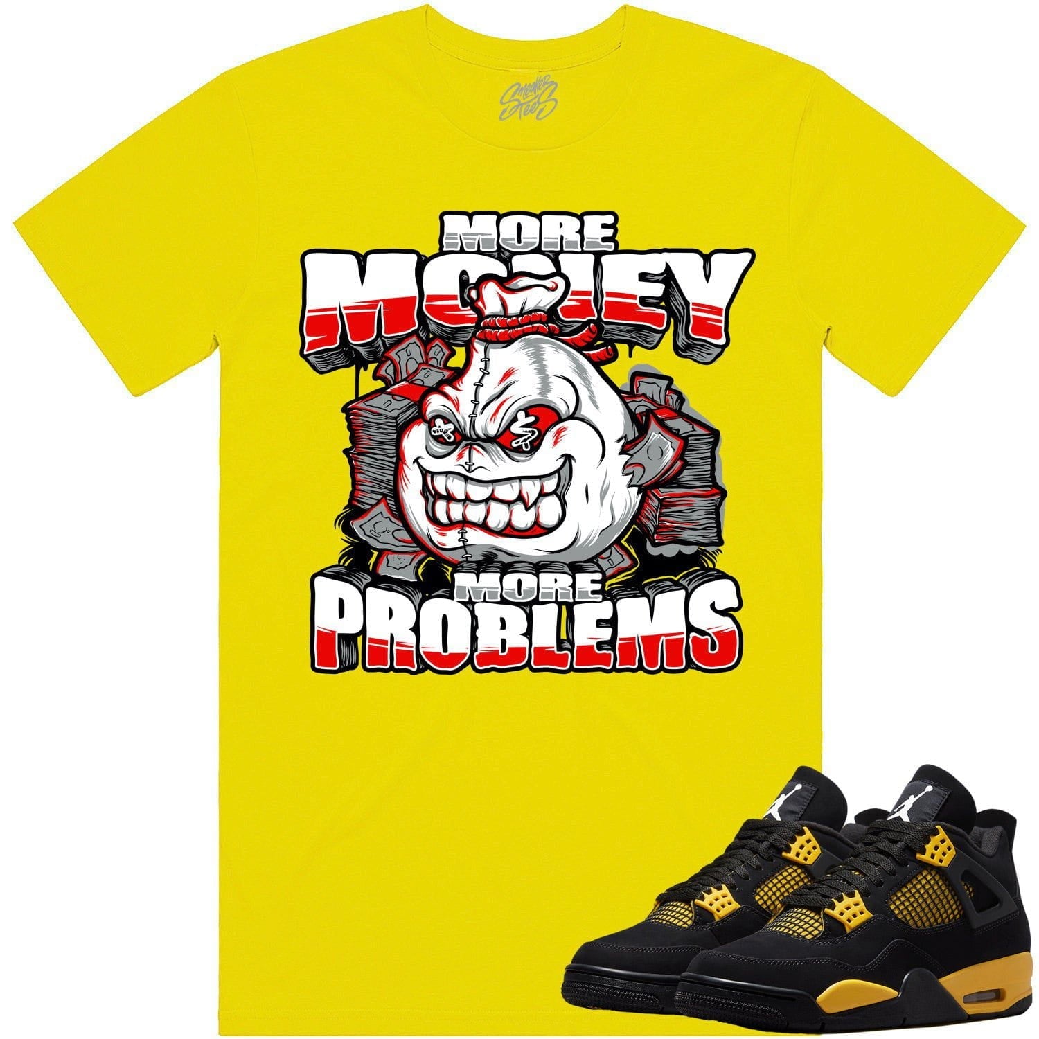 Jordan 4 Thunder 4s Shirt to Match - RED MORE MONEY MORE PROBLEMS